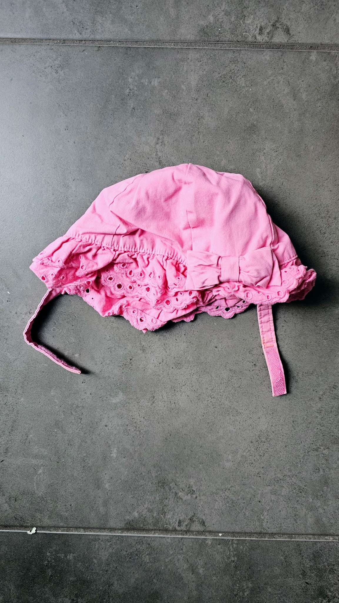 Pink Eyelet Bow Sun Hat 100% Cotton (12–18 Months), Kids 12 Month (9-12M)