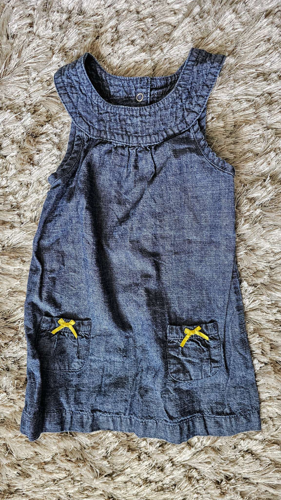 Carter’s Chambray Bow-Pocket Dress 100% Cotton (18 Months), Kids 18 Month (12-18M)