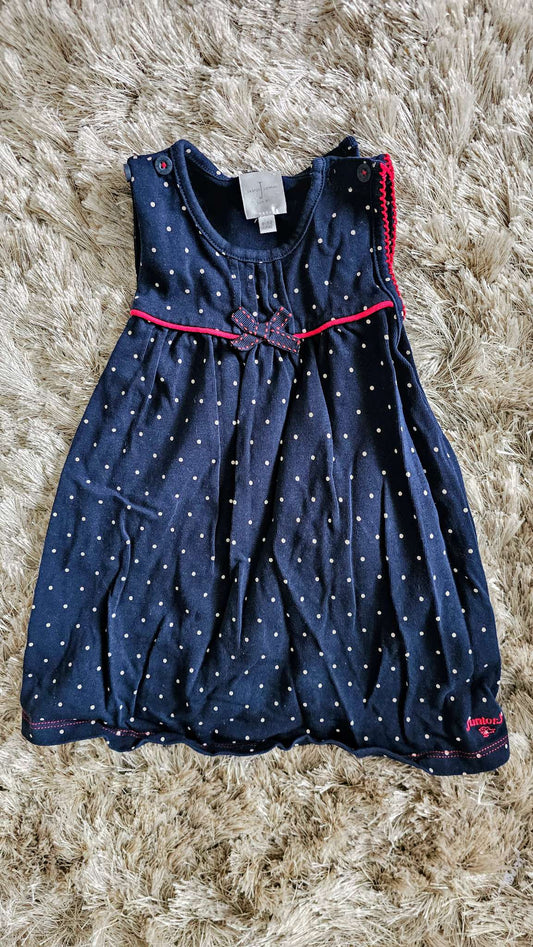Jasper Conran Junior Navy Polka Dot Dress 100% Cotton (9–12 Months), Kids 18 Month (12-18M)