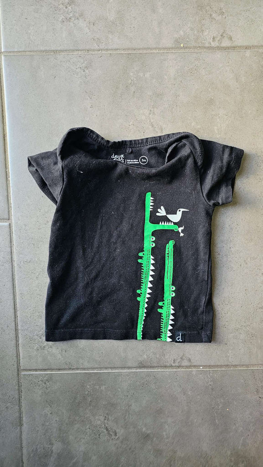 Deux par Deux Crocodile Tee 95% Organic Cotton (3 Months), Kids 3 Month (0-3M)