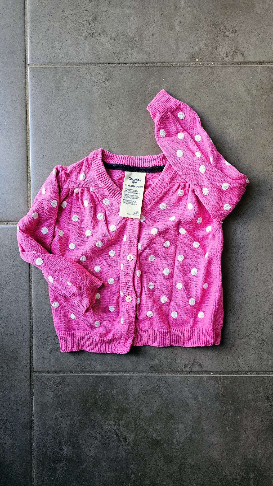 OshKosh Pink Polka Dot Cardigan (18 Months), Kids 18 Month (12-18M)