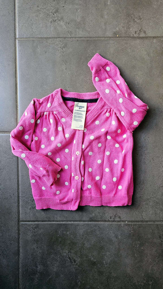 OshKosh Pink Polka Dot Cardigan (18 Months), Kids 18 Month (12-18M)