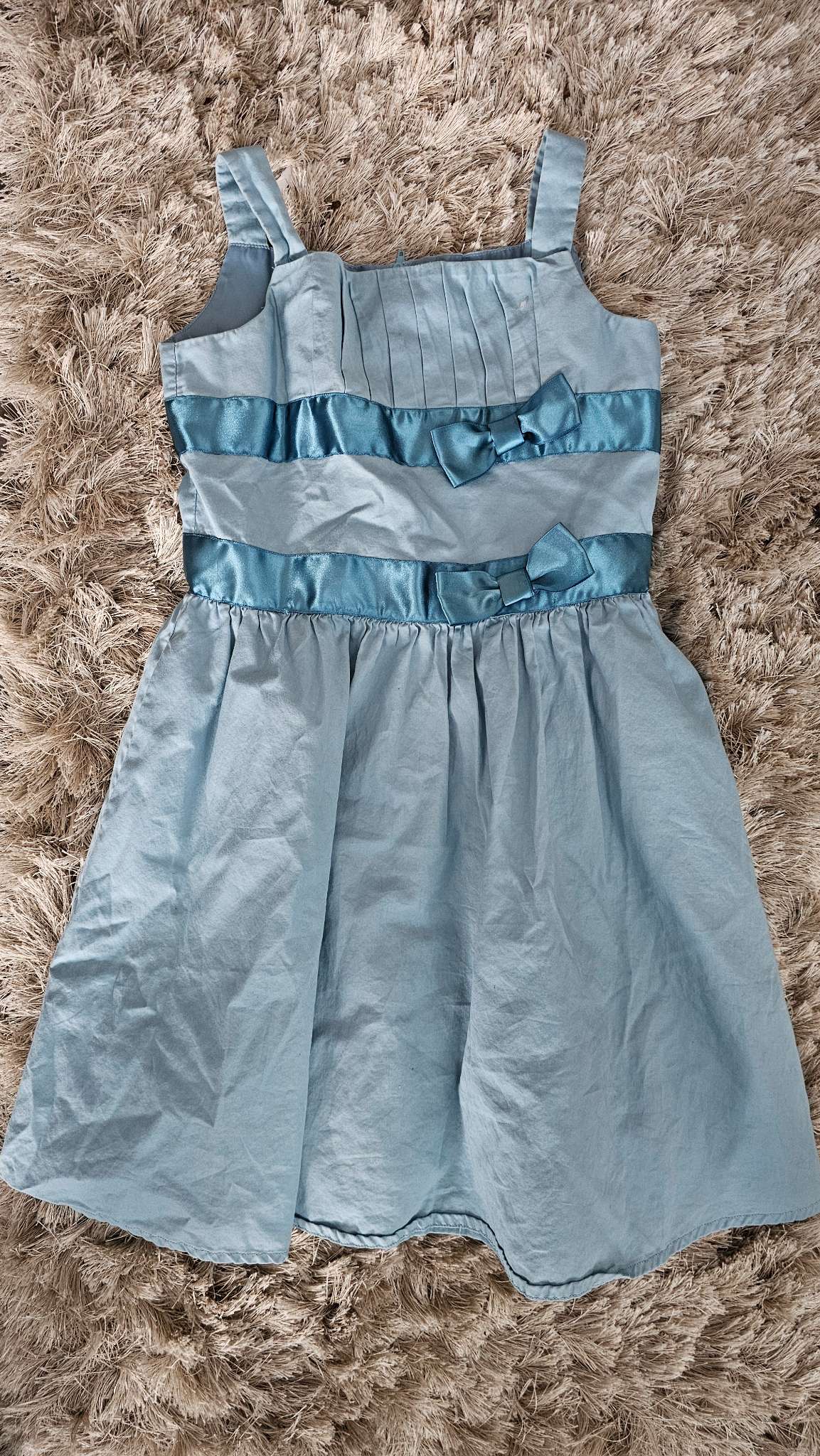 American Girl Light Blue Satin Bow Dress (Size 8), Kids 8