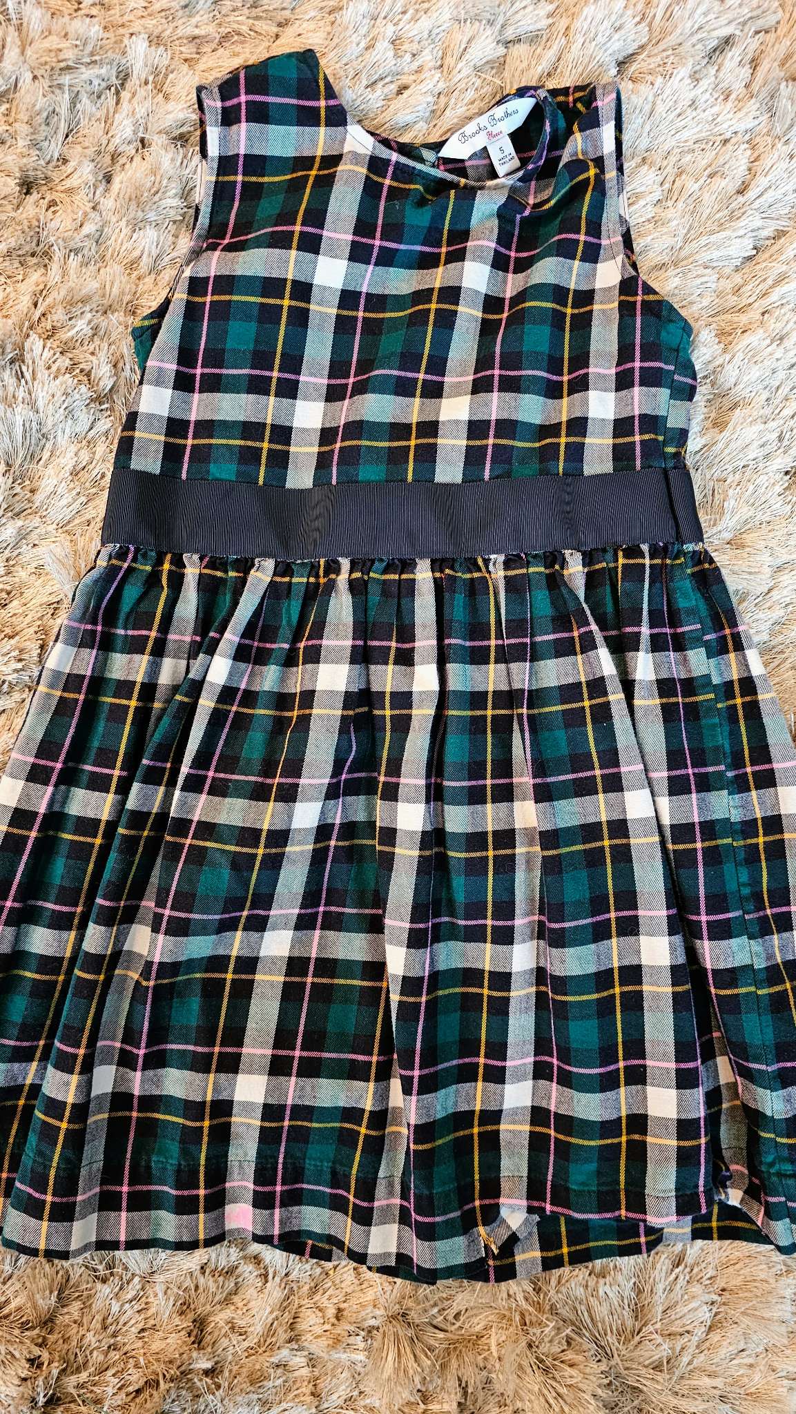 Brooks Brothers Girls Green Plaid Dress - size 5, Kids 5/5T