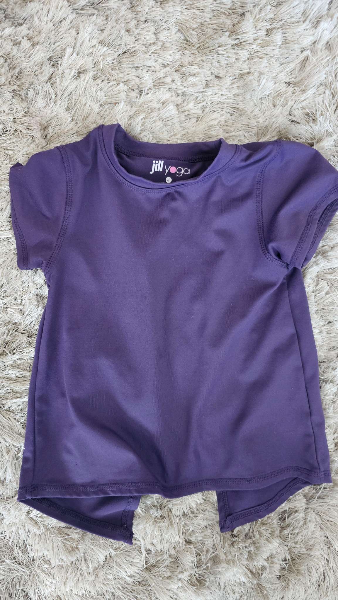Jill Yoga Girls Purple Short Sleeve Shirt - size 4, Kids 4/4T