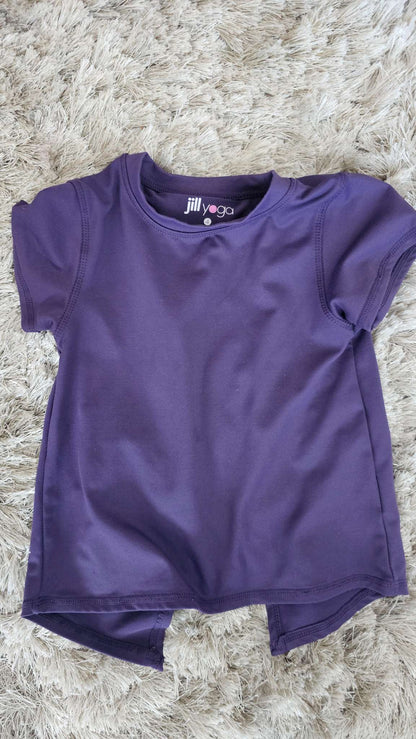 Jill Yoga Girls Purple Short Sleeve Shirt - size 4, Kids 4/4T