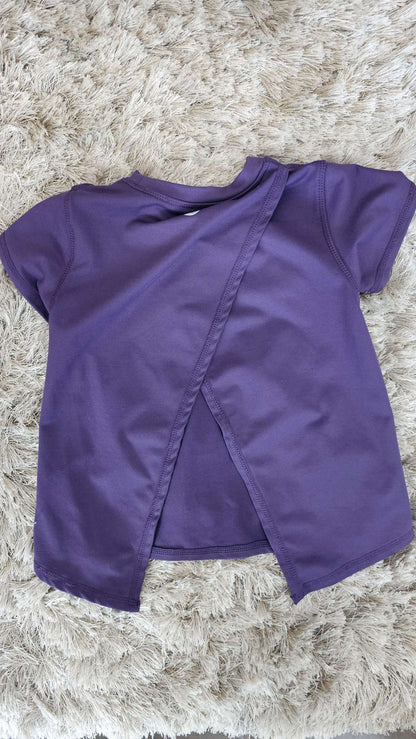 Jill Yoga Girls Purple Short Sleeve Shirt - size 4, Kids 4/4T