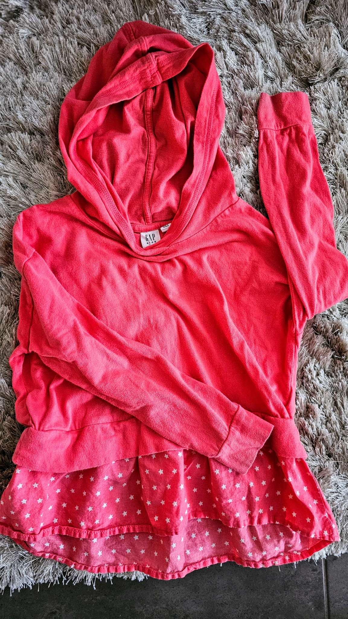 Gap Girls orange Tiered Hoodie Shirt - size 4, Kids 4/4T