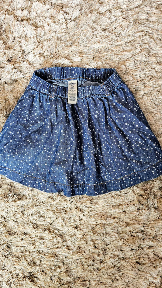 OshKosh Girls Blue Star Denim Skirt – size 4, Kids 4/4T