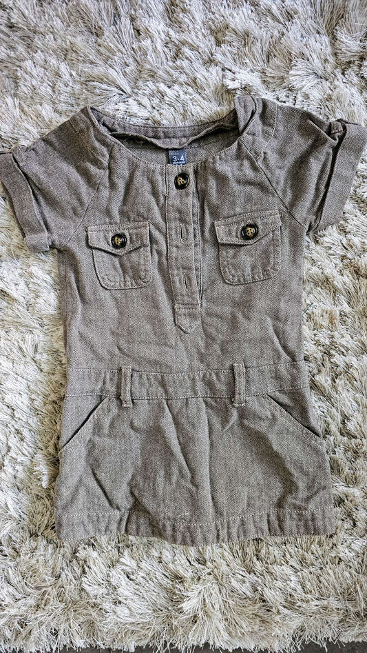 Zara Kids Girls Brown Herringbone Dress – size 3, Kids 3T