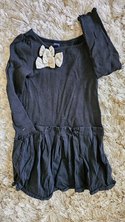 Gap Girls Black Ribbed Bow Dress – size 3, Kids 3T