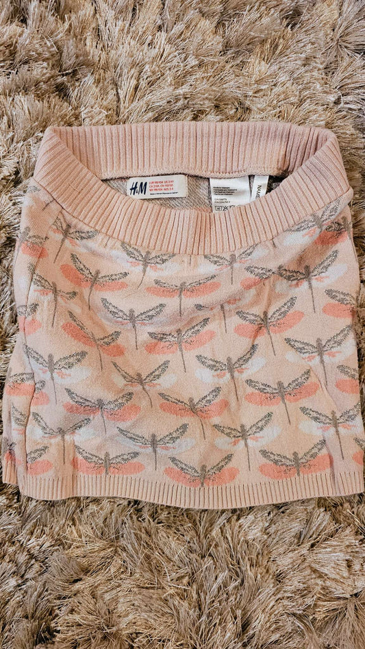 H&M Girls Pink Dragonfly Sweater Skirt – size 3, Kids 3T