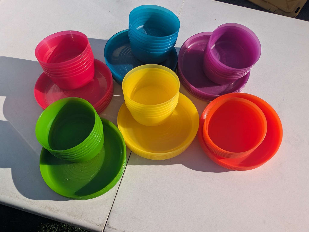 Plastic plates and bowls