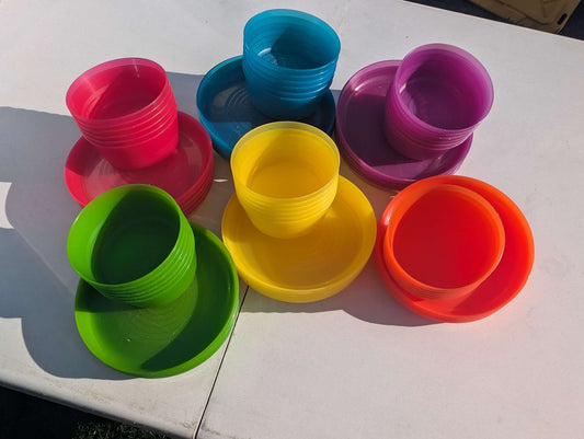 Plastic plates and bowls