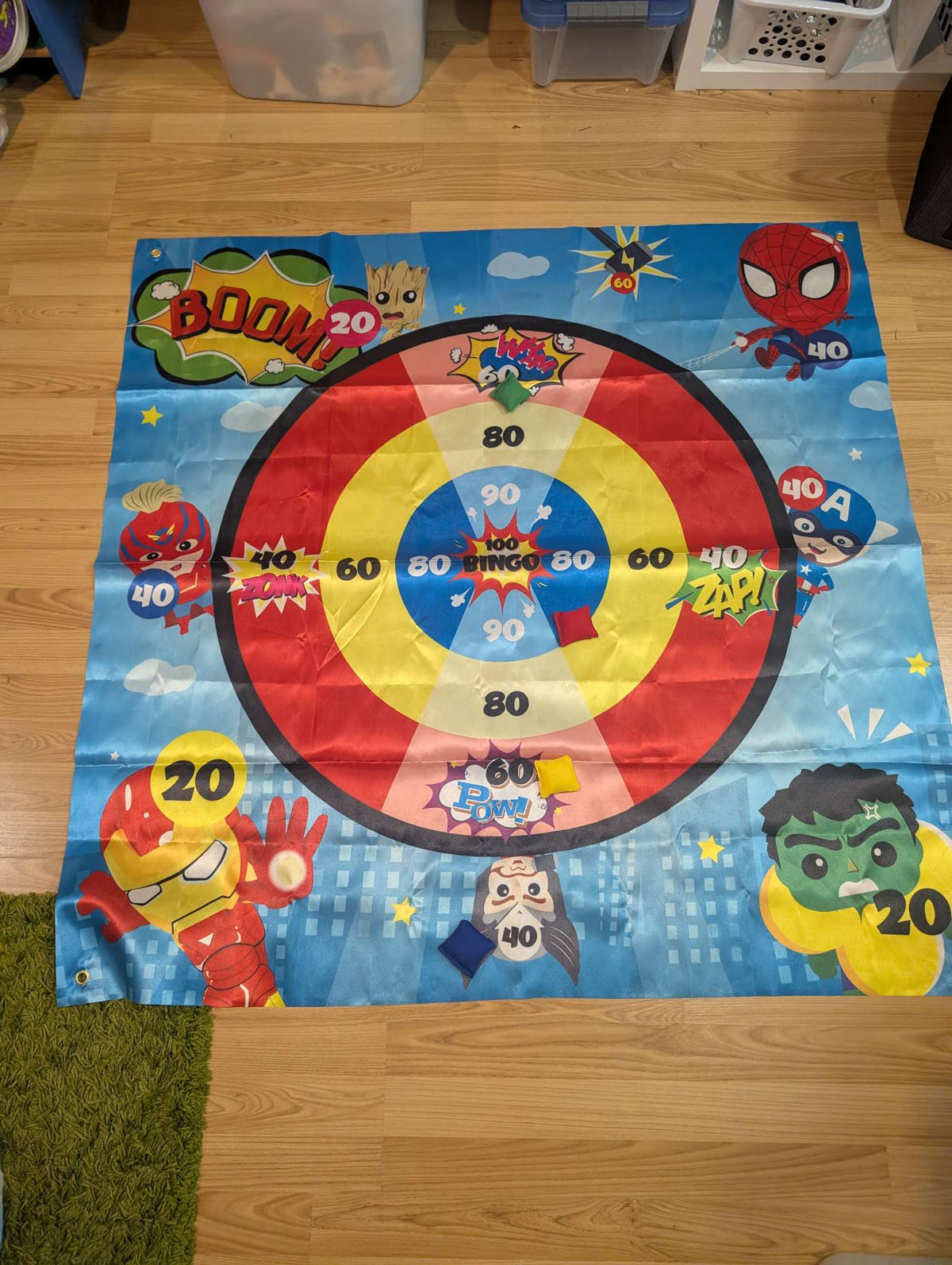 Superhero bean bag toss game