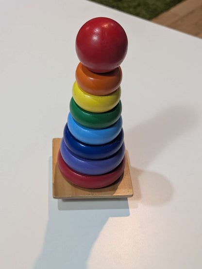 Wooden rainbow stacking toy