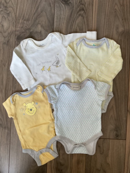 Bundle of Onesies, White and Yellow, Kids 3 Month (0-3M)