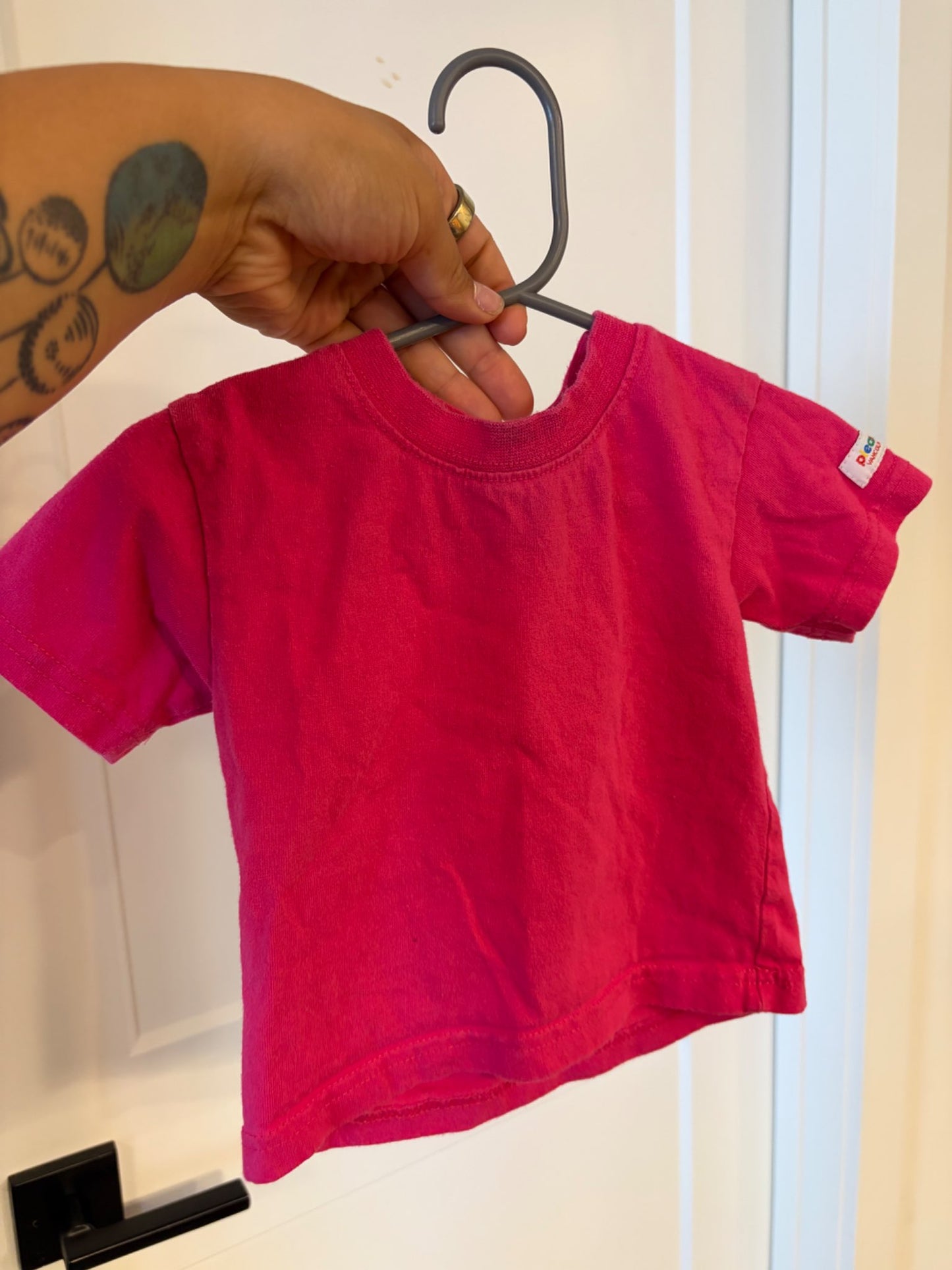 Vintage deep pink, Please Mum Tshirt , Kids 9 Month (6-9M)