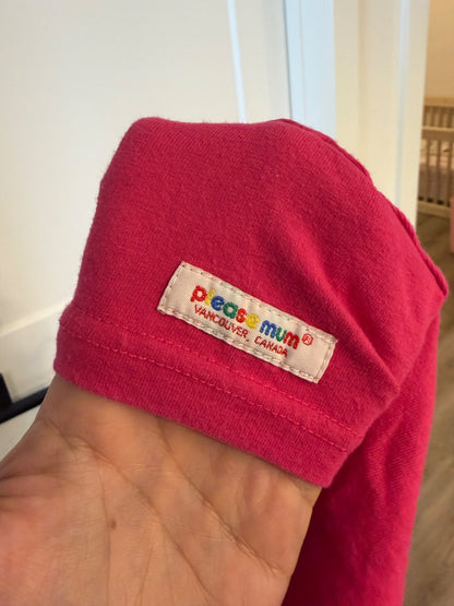 Vintage deep pink, Please Mum Tshirt , Kids 9 Month (6-9M)