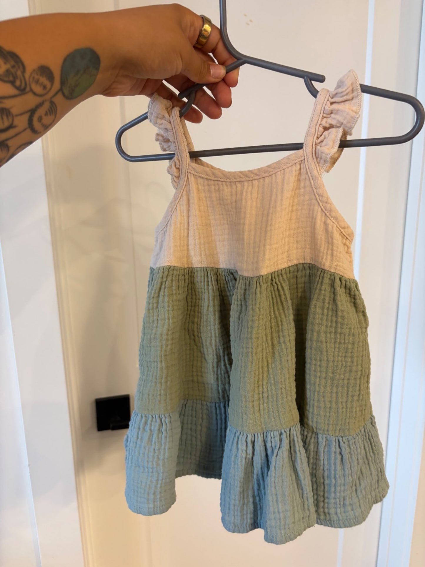 girls muslim linen sun dress, Size 9-12M , Kids 12 Month (9-12M)