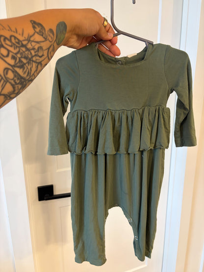 Kate Quinn bamboo romper, deep green, 12-18M, Kids 18 Month (12-18M)