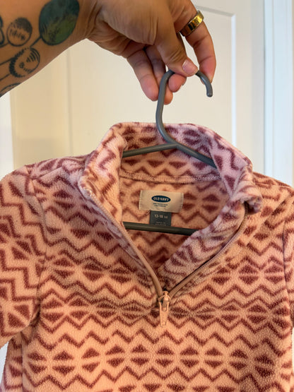 Old Navy Chevron print, fleece quarter zip. , Kids 18 Month (12-18M)