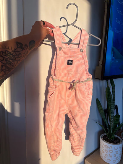 Oshcosh pink striped overalls , Kids 18 Month (12-18M)
