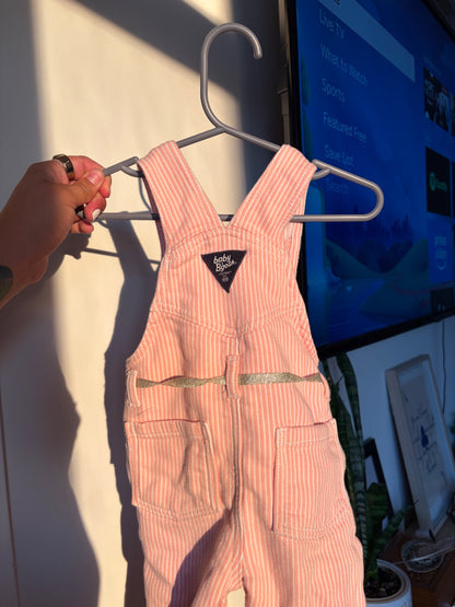 Oshcosh pink striped overalls , Kids 18 Month (12-18M)
