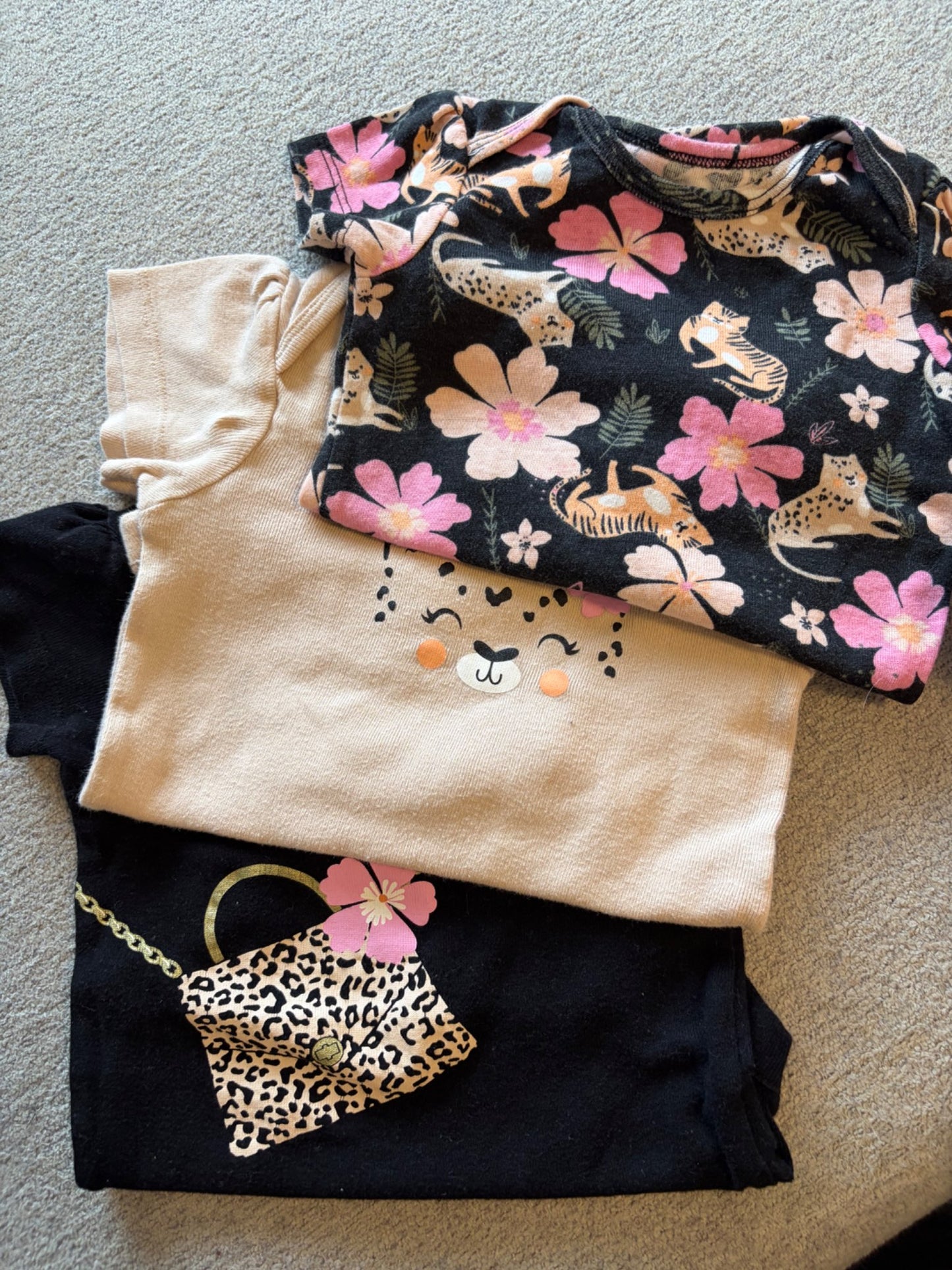 Leopard diaper shirts, set of 3, 18-24M , Kids 24 Month (18-24M)