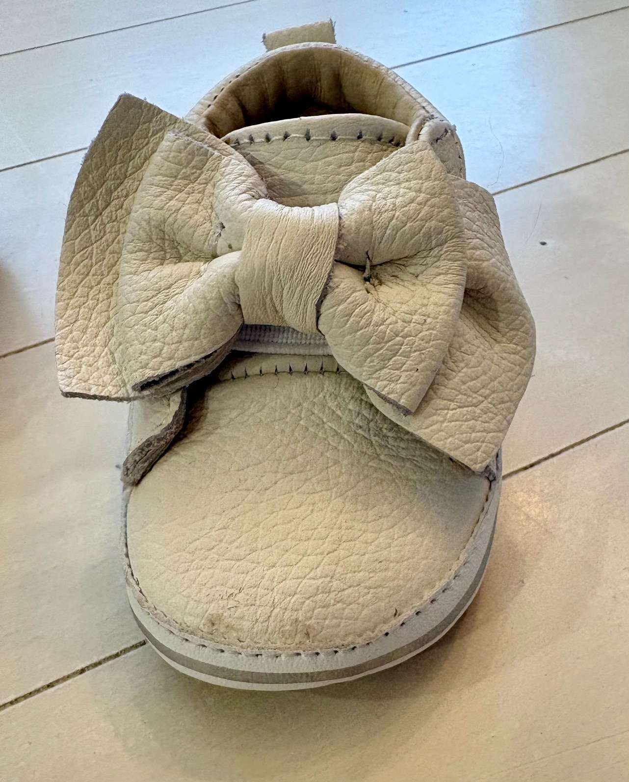 Beige Leather Shoes, Shoes 1.5 (Baby: 0-12 mth)