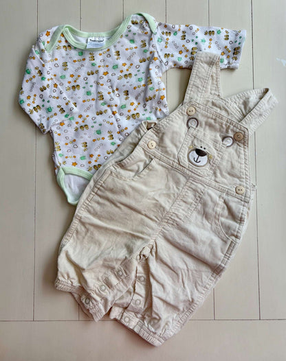 Teddy Bear Overalls Outfit, Kids 3 Month (0-3M)