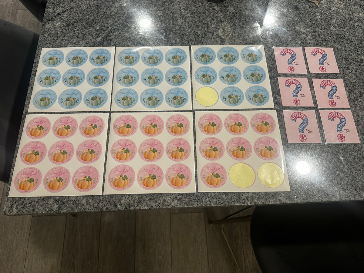 Gender Reveal party Decorations and Stickers