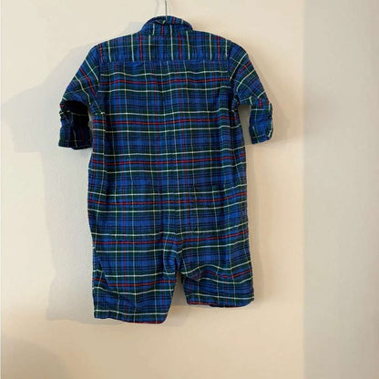 Vintage Ralph Lauren Blue Plaid Baby one piece button Outfit 3-6M 100% cotton, Kids 6 Month (3-6M)