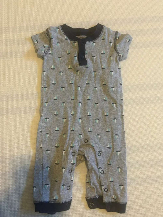 George baby onesie with sailboat pattern, Kids 6 Month (3-6M)