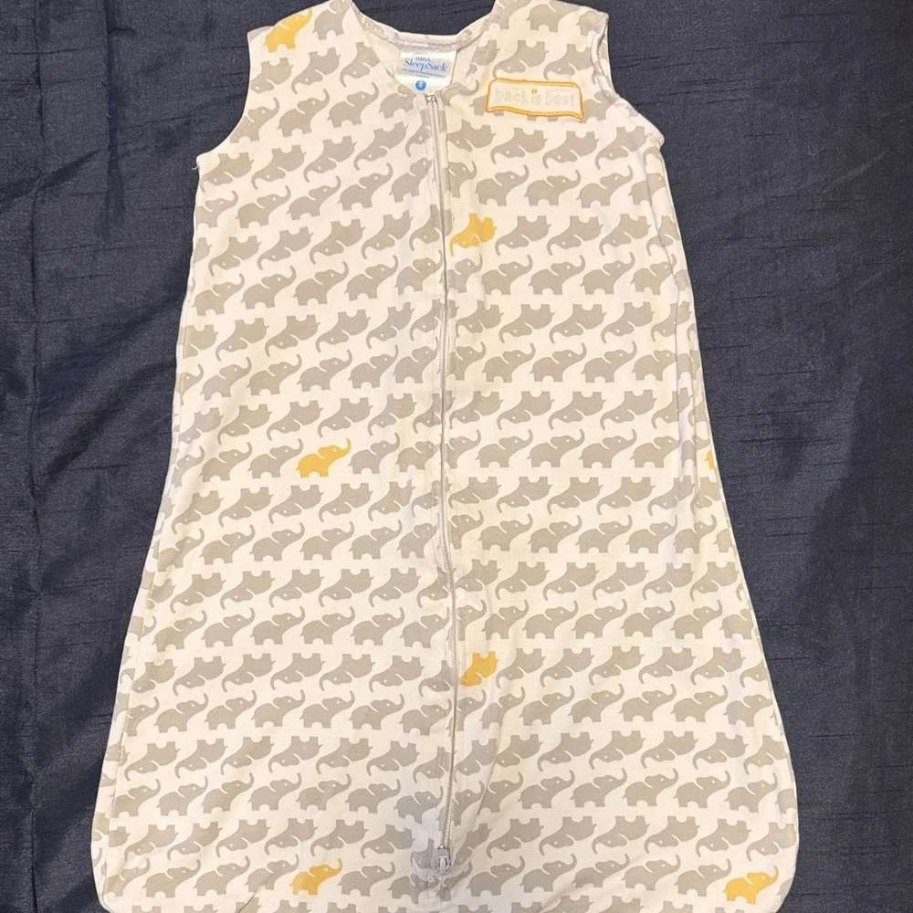 HALO Sleep Sack Pajama in Gray & Yellow Elephant Print, 0-6 Months (Small)