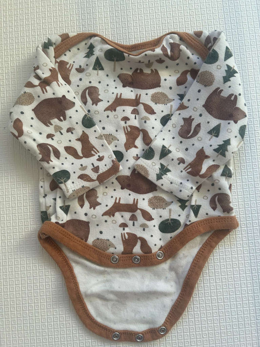 Baby Bodysuit - woodland animals pattern, Kids 6 Month (3-6M)