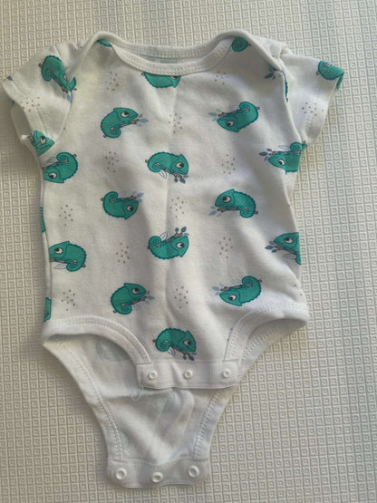 Rococo baby bodysuit with chameleon pattern, Kids 3 Month (0-3M)