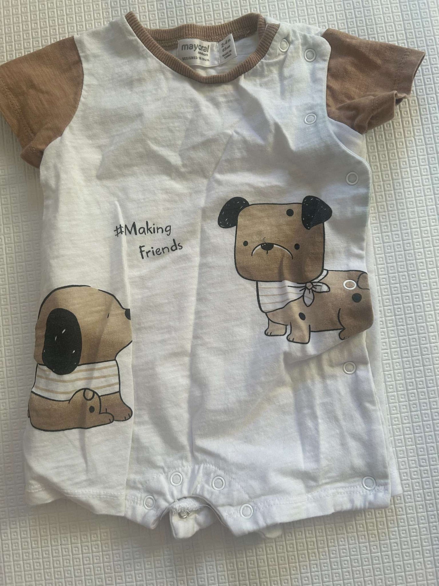 Adorable Baby Romper with Puppy Pattern, Kids 3 Month (0-3M)