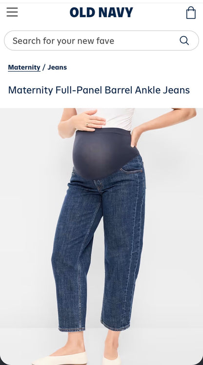 Old Navy Maternity Barrel Jeans, Maternity XL (16-18)