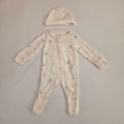 NB stars Carter's purley soft 2-Way Zip Sleeper and hat, Kids Newborn