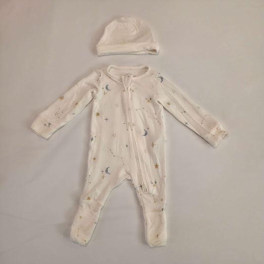 NB stars Carter's purley soft 2-Way Zip Sleeper and hat, Kids Newborn