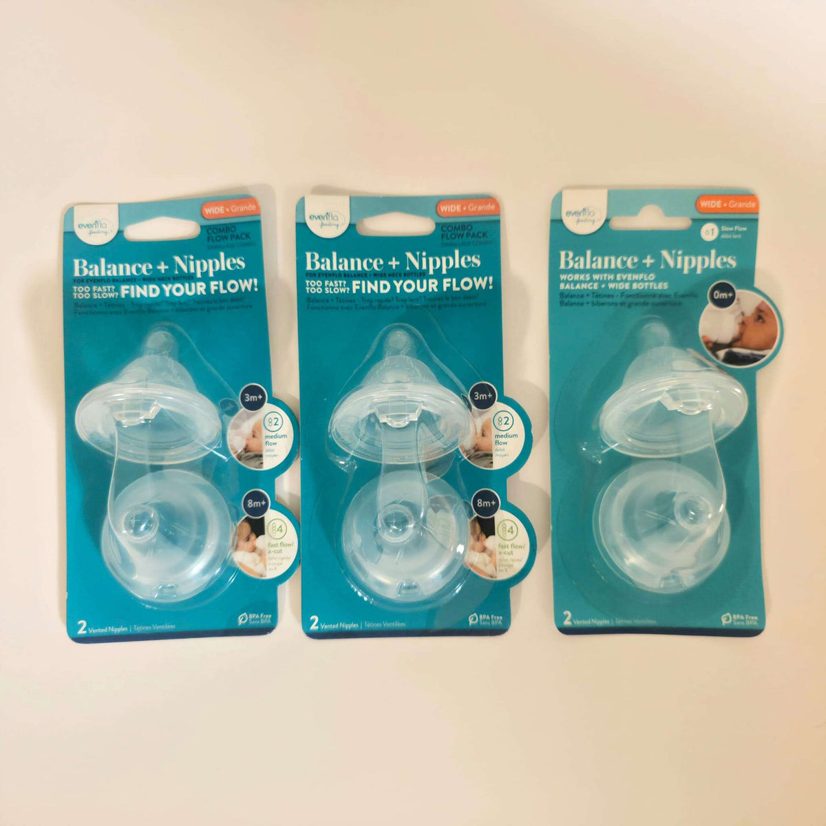 New Evenflo Balance + wide bottle nipples bundle