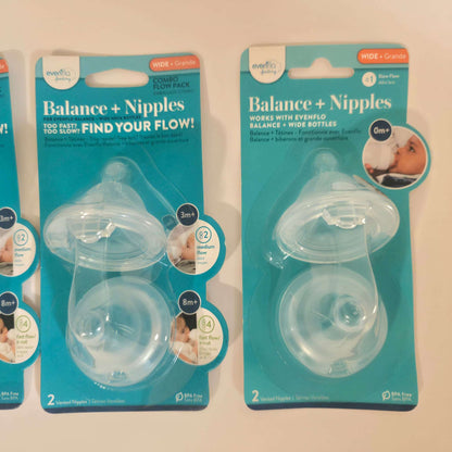 New Evenflo Balance + wide bottle nipples bundle