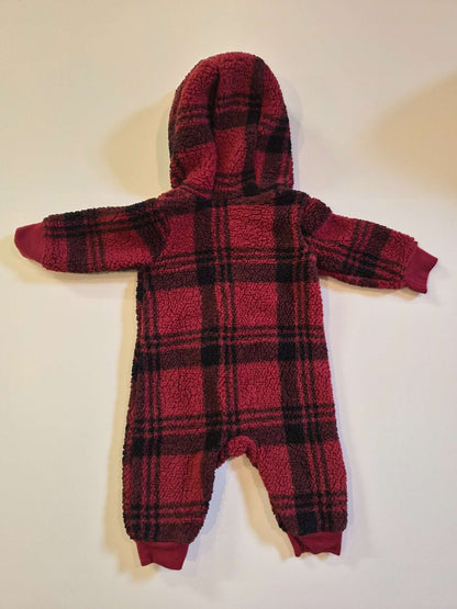 0-3M Baby Fleece Plaid One-Piece Bunting Suit, Kids 3 Month (0-3M)