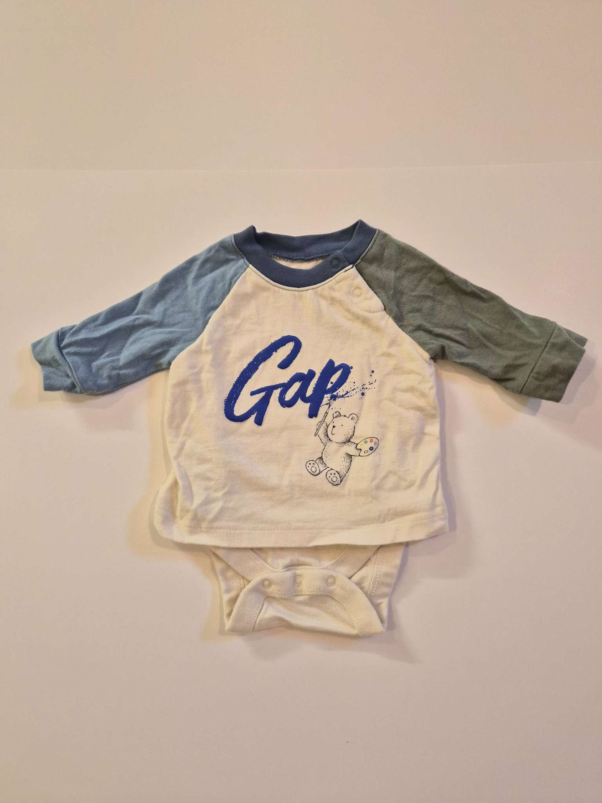 0-3M Gap Color block bear body suit-shirt, Kids 3 Month (0-3M)