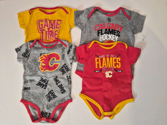 24M Calgary Flames NHL Baby Onesies 4-Pack Bundle, Kids 24 Month (18-24M)
