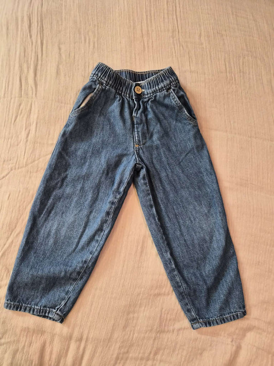 Size 4 (104 cm) - Zara Kids Elastic Waist Soft Denim Balloon Jeans, Kids 4/4T