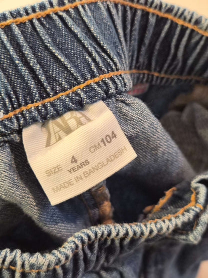Size 4 (104 cm) - Zara Kids Elastic Waist Soft Denim Balloon Jeans, Kids 4/4T