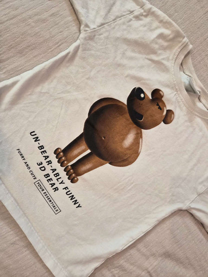 Size 3-4 Years (104 cm) - Zara Kids Off-White "Un-Bear-Ably Funny" Long Sleeve Shirt, Kids 3T