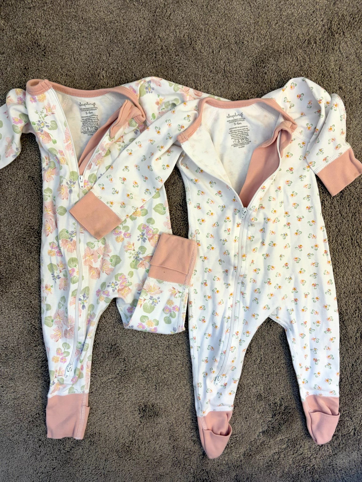Sapling sleepers with fold over footie and double zipper (3-6 m), Kids 6 Month (3-6M)